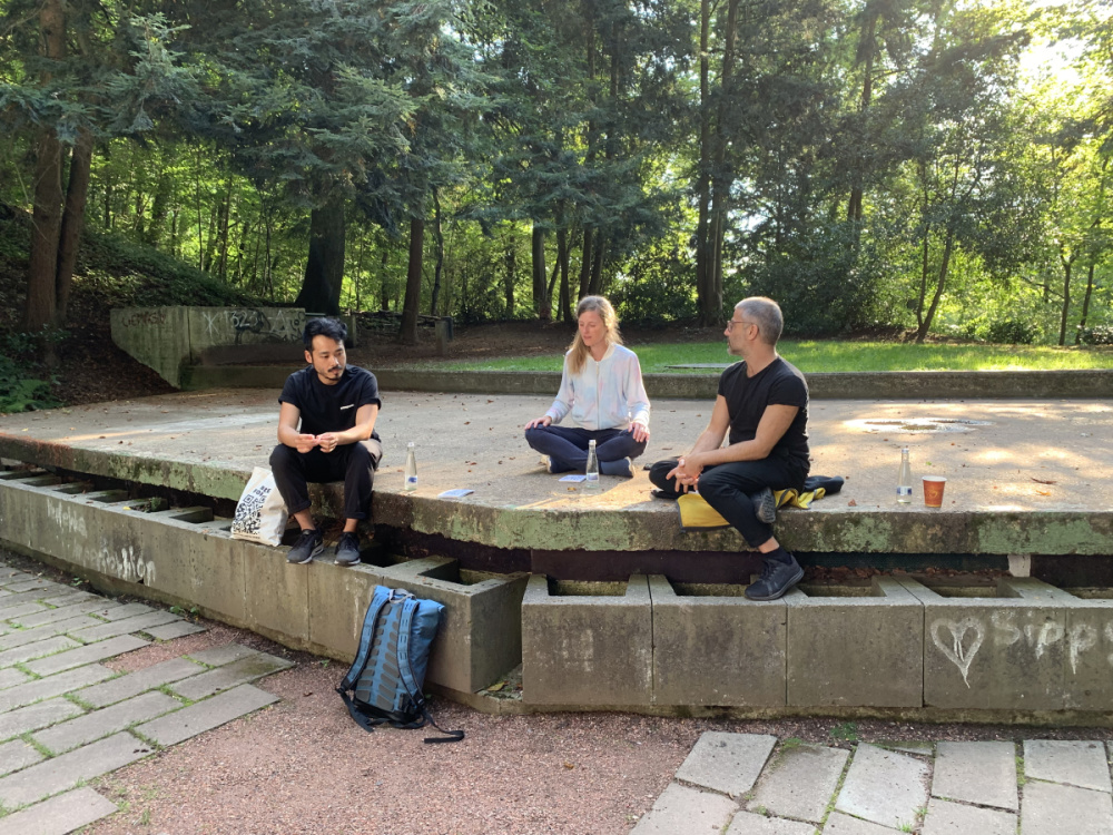 Katharina Ritter in discussion with Hojin Kang und Mert Akbal