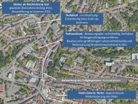 Dudweiler: Stadtentwicklungsprojekte (Projekte eingezeichnet in Karte)