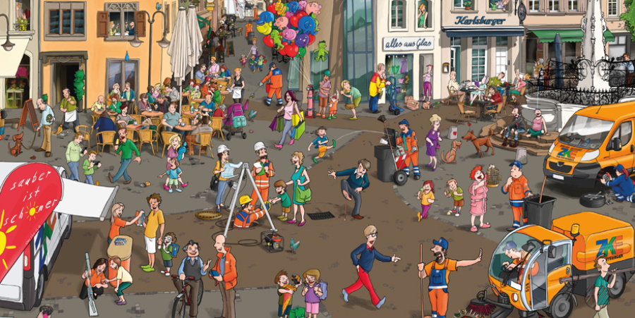ZKE Wimmelbild St. Johanner Markt ZKE Wimmelbild St. Johanner Markt. Illustration: Jürgen Schanz.