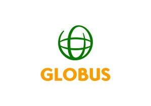 grün-organgefarbenes Logo Globus grün-organgefarbenes Logo Globus