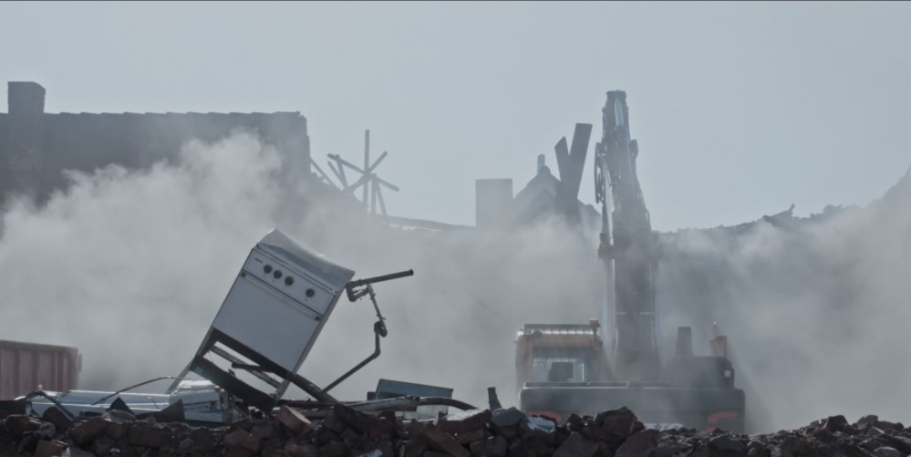 Baustelle im Nebel