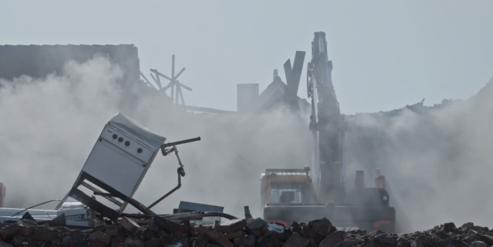 Baustelle im Nebel
