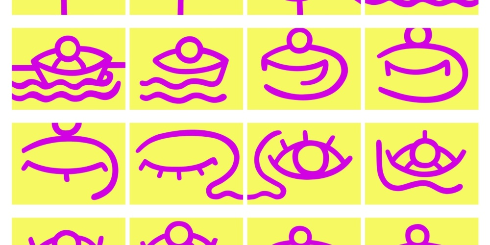 Rosa Linien auf gelbem Hintergrund